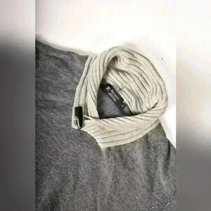 HACKETT Grey Navy Blue Cotton Cashmere Shawl Collar Knit Sweater Medium Italy